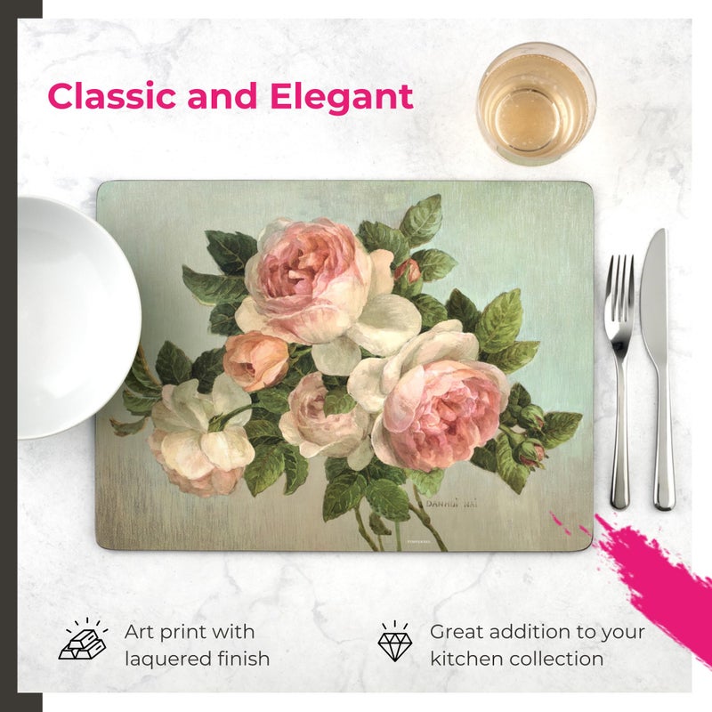 Pimpernel Floral Collection Placemats, Set of 4 â€“ (15.7" x 11.7") Cork-Backed Table Mats with Colorful Botanical Art Prints, Heat & Stain Resistant Lacquered Surface, Decorative Dining - Image 3